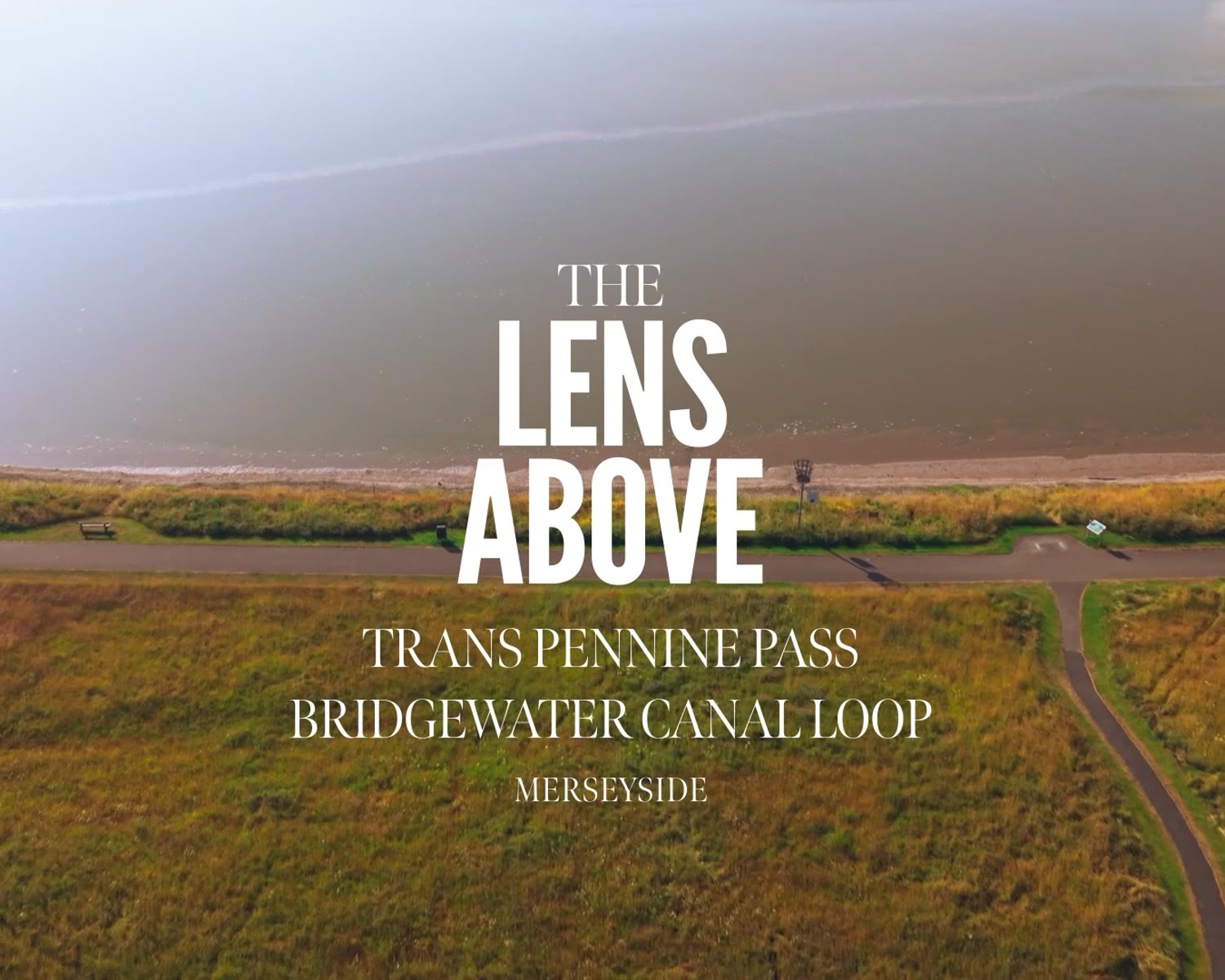 Aerial view over the Trans Pennine Trail and Mersey
